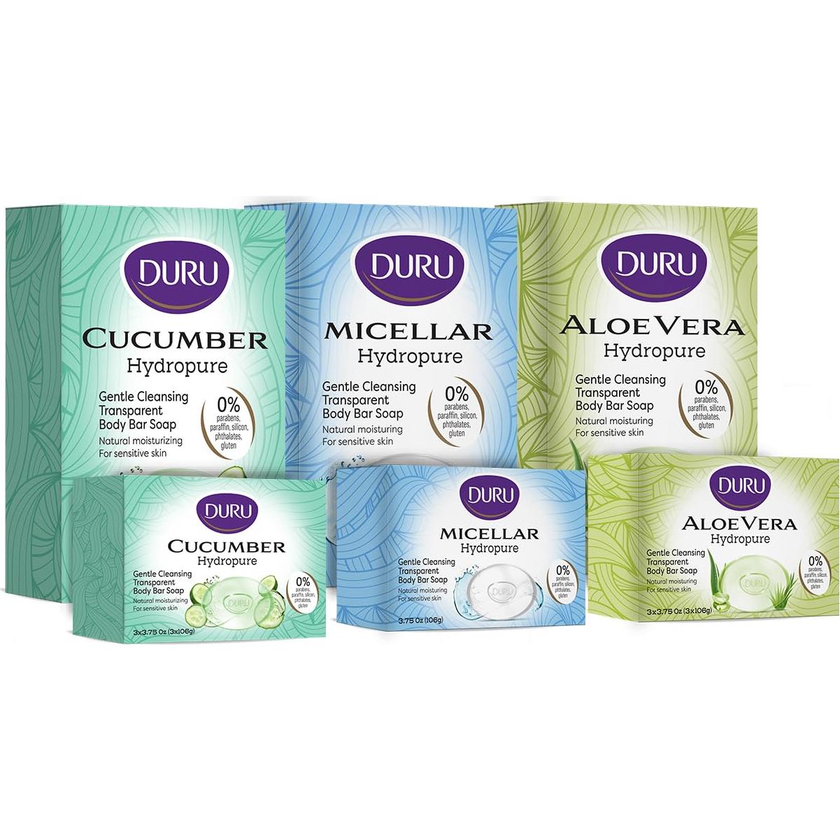 Jabón de Glicerina Duru Pepino Hidratante Vegano 3 Unidades
