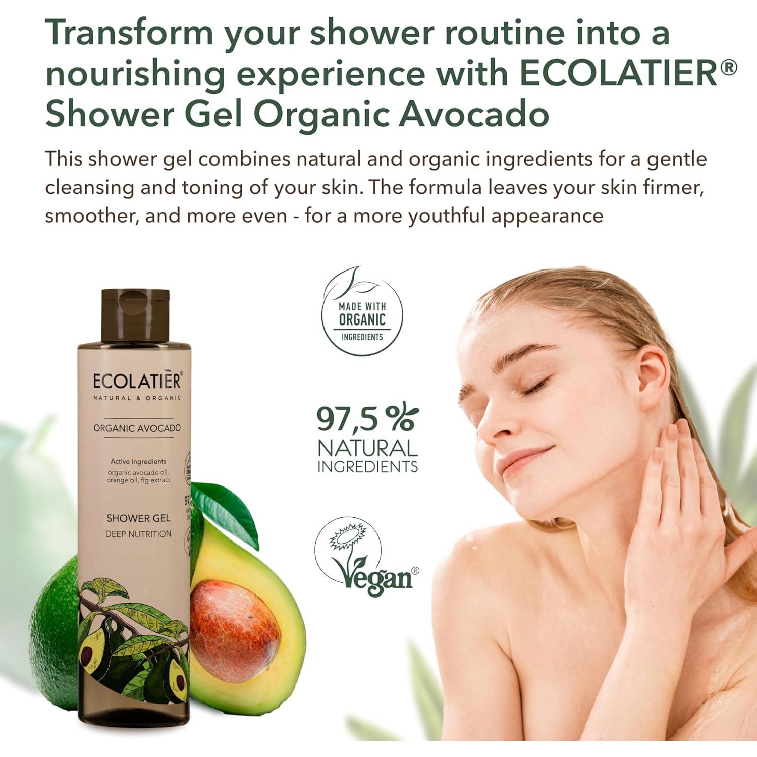 Gel de Ducha Ecolatier con Aguacate Orgánico 251 ml - Hidratante