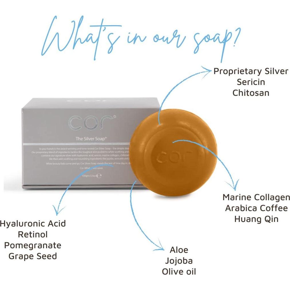 Jabón Facial Natural Cor con Plata Coloidal 30g - Hidratación y Limpieza