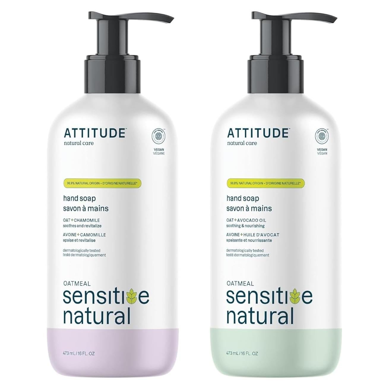 Paquete Jabón de Manos Vegano ATTITUDE 473 ml Manzanilla y Aguacate