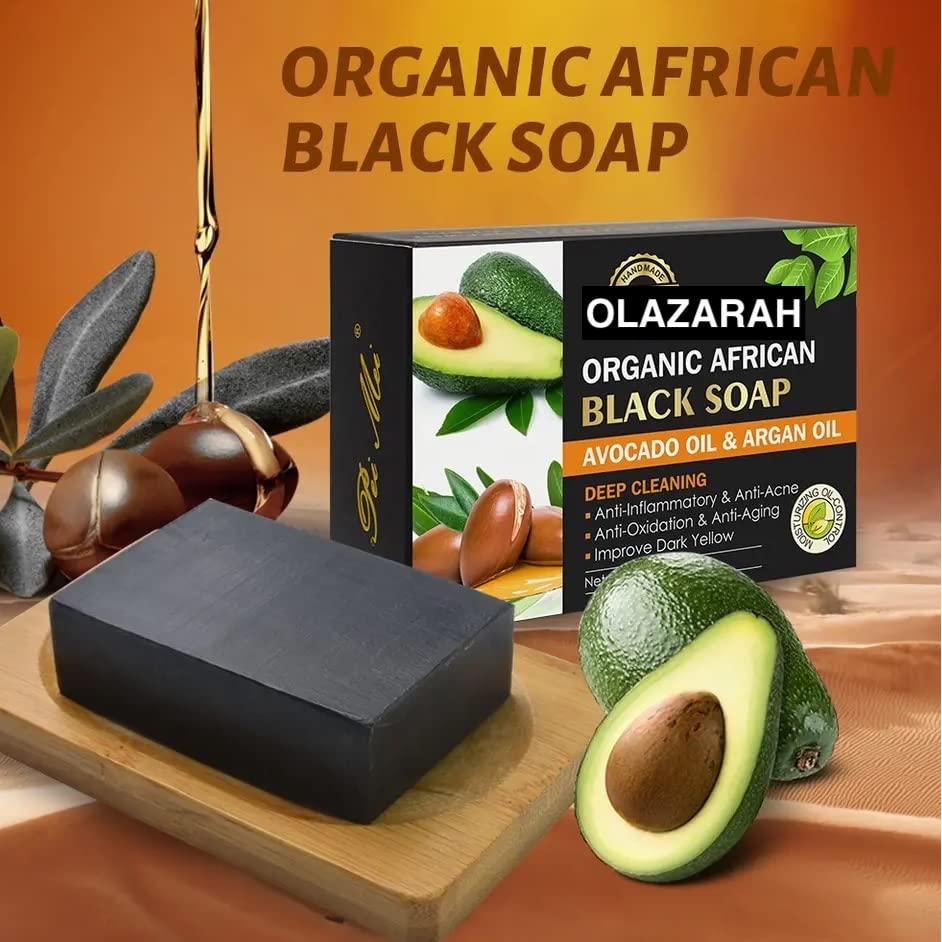 Jabón Negro Africano Olazarah con Aceite de Aguacate y Argán 340g