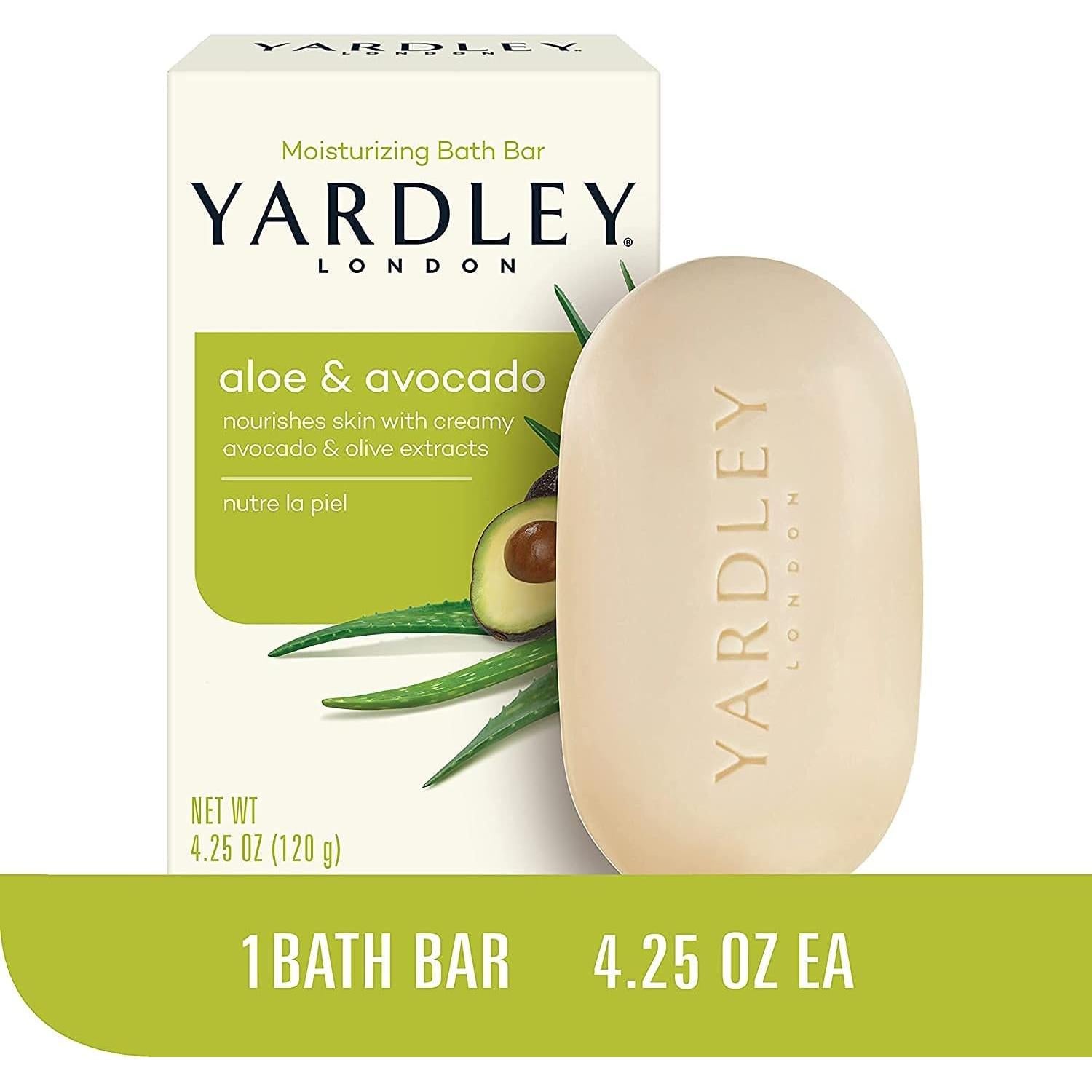 Barra de Baño Hidratante Yardley London Aloe y Aguacate 4x120g