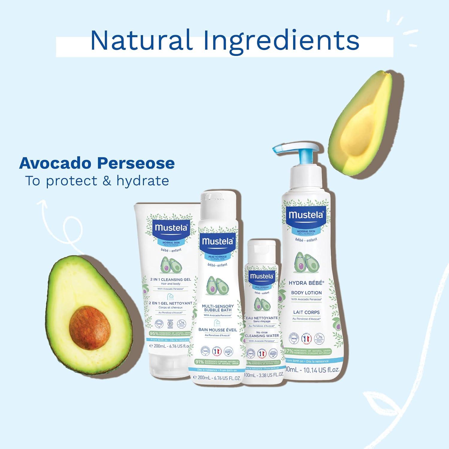 Mustela Baby Bath Time Essentials Gift Set - Natural & Plant-Based Baby Skin Care - 4 Items Set