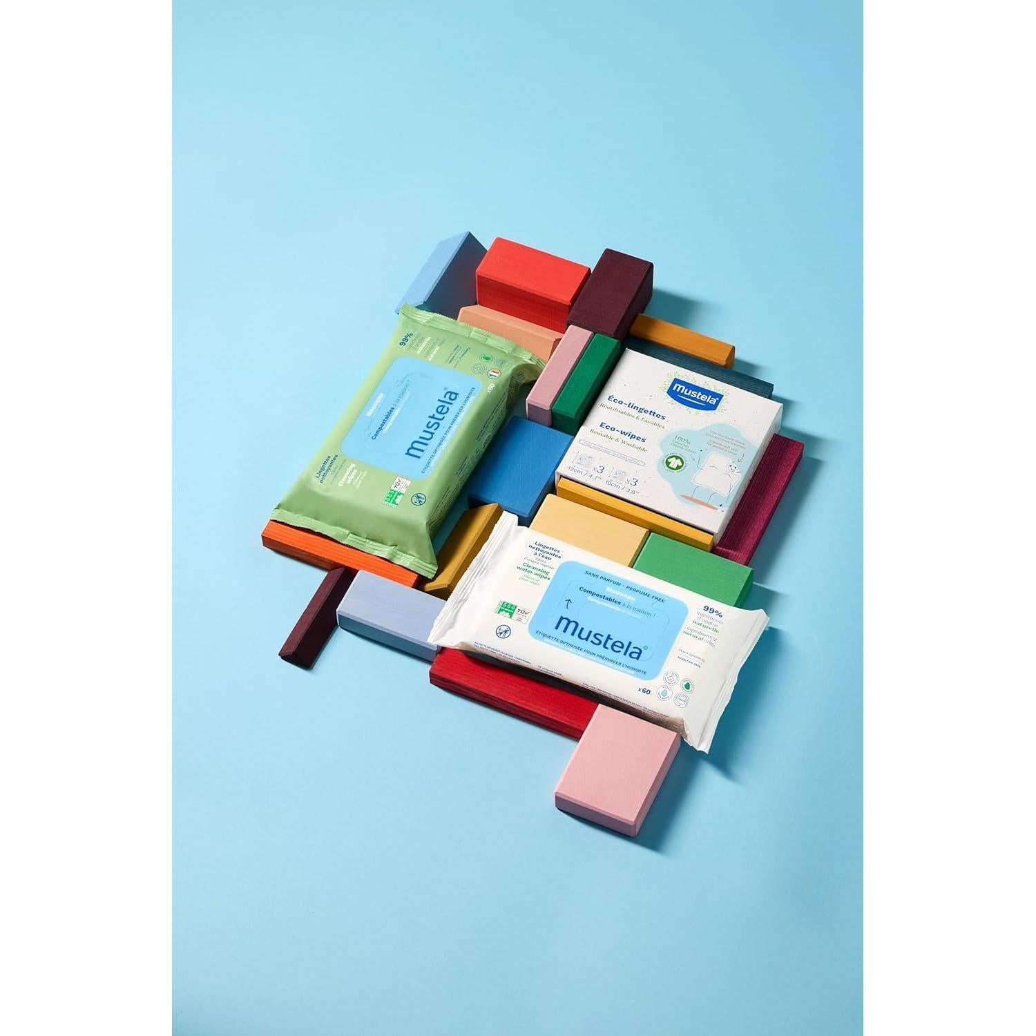 Toallitas Limpiadoras Compostables Mustela 60 Unidades Sin Fragancia