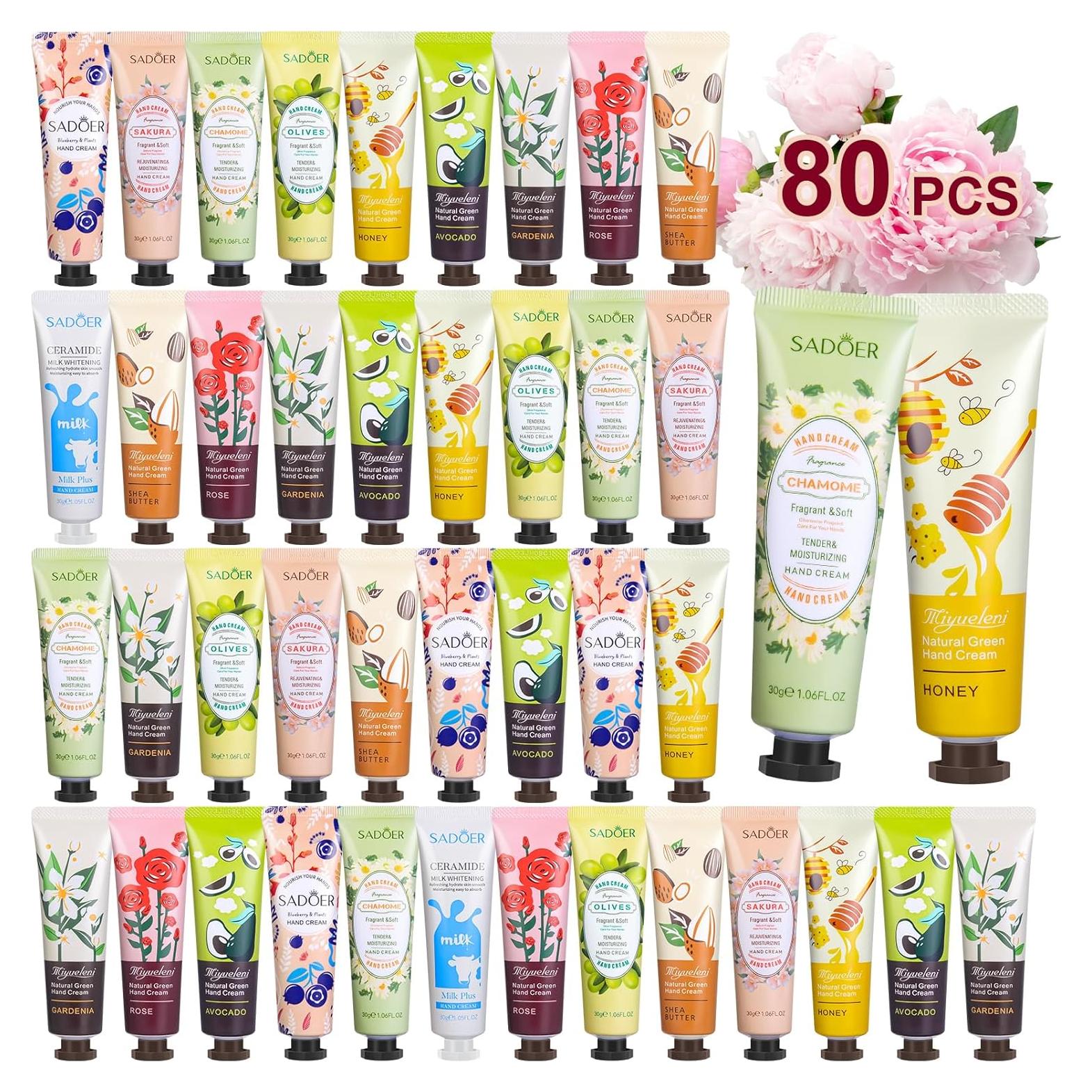 Set de 80 Crema de Manos Hidratante Loción 10 Fragancias