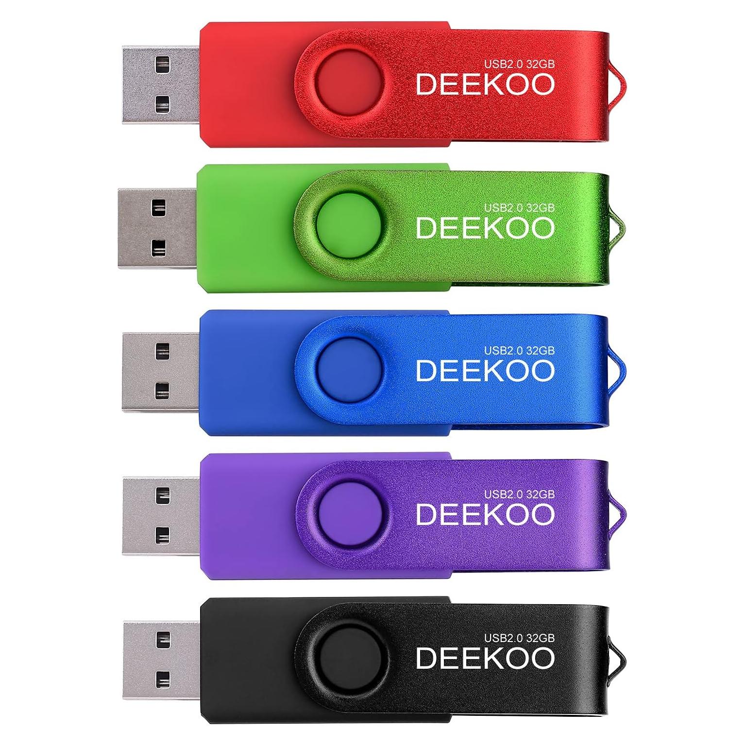 Pendrive 32GB DEEKOO 5 Pack USB 2.0 Colores Mixtos