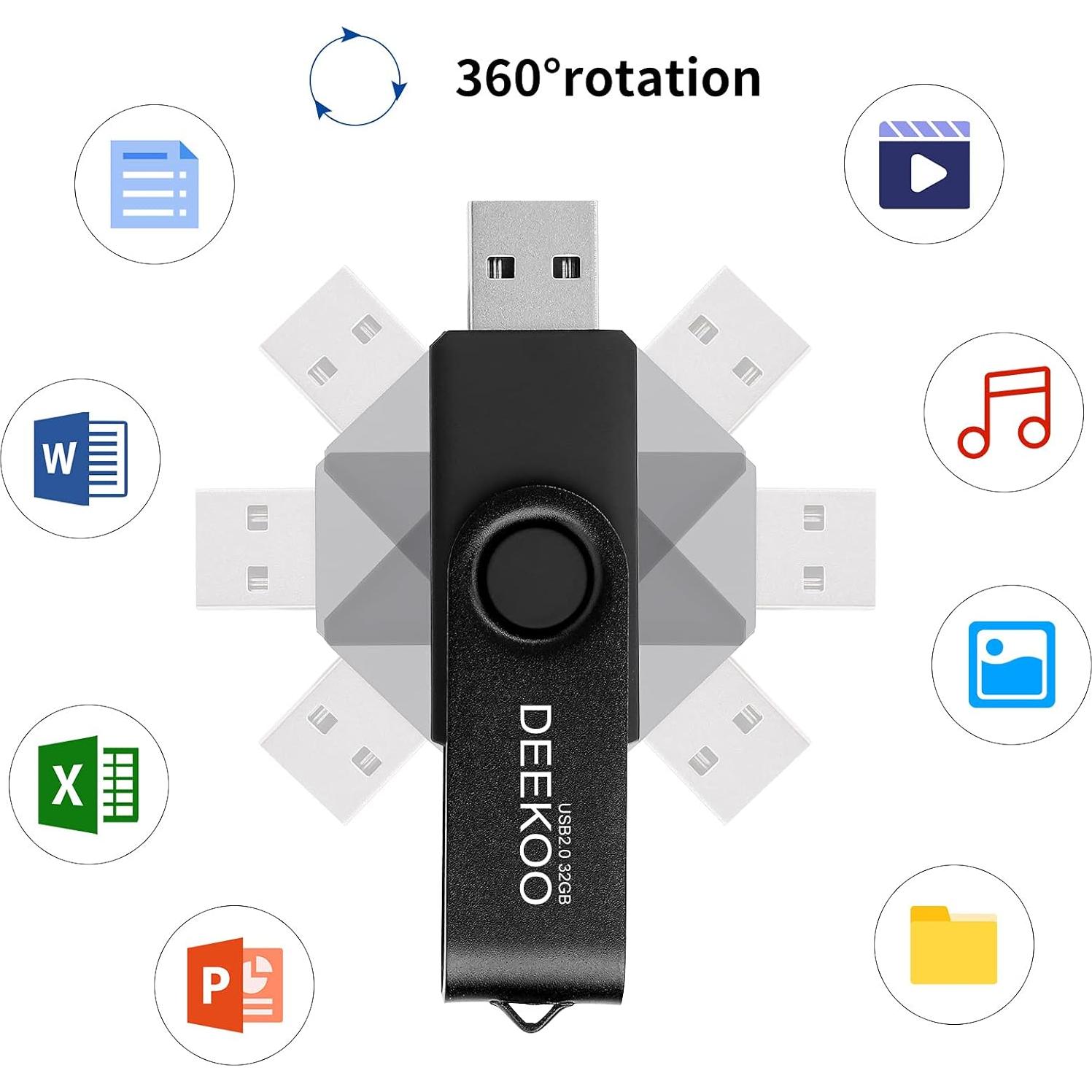 Pendrive 32GB DEEKOO 5 Pack USB 2.0 Colores Mixtos