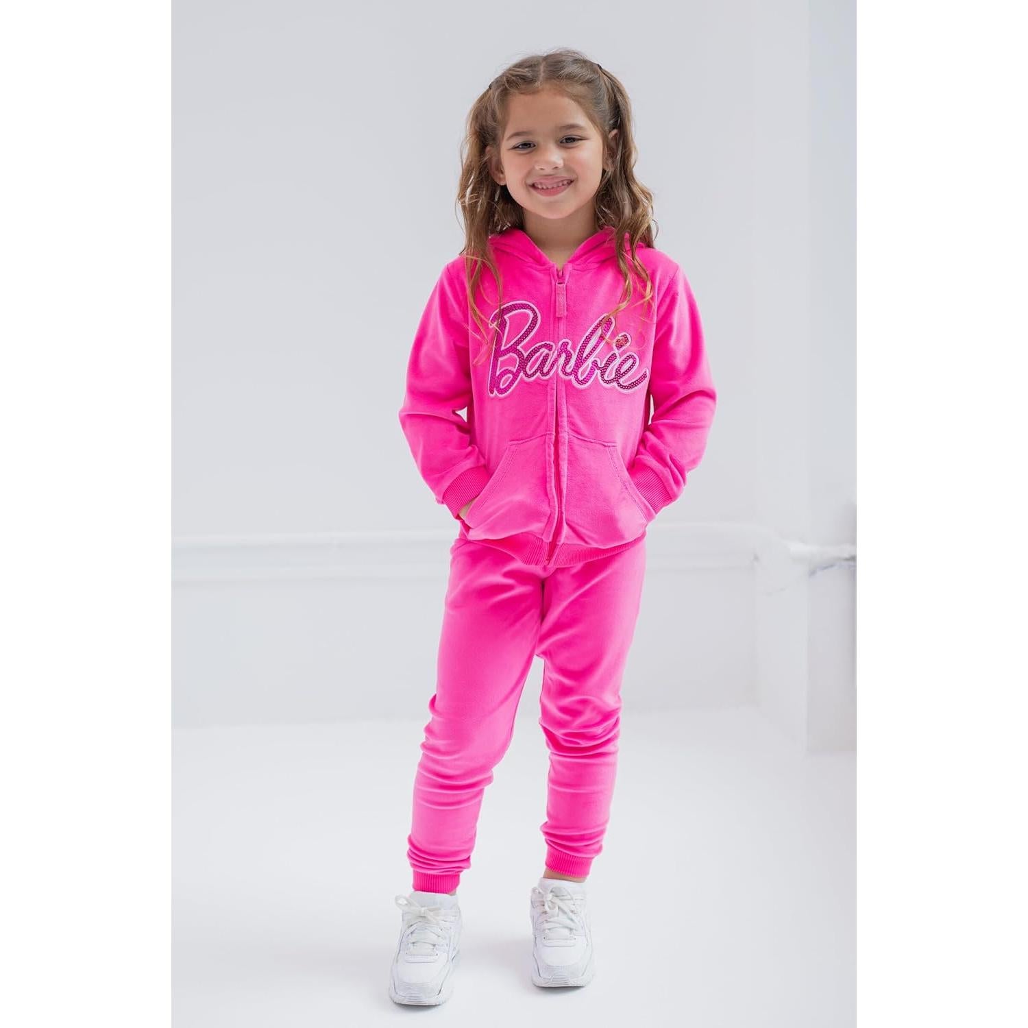 Conjunto sudadera y pantalones Barbie Rosa 3T para niñas