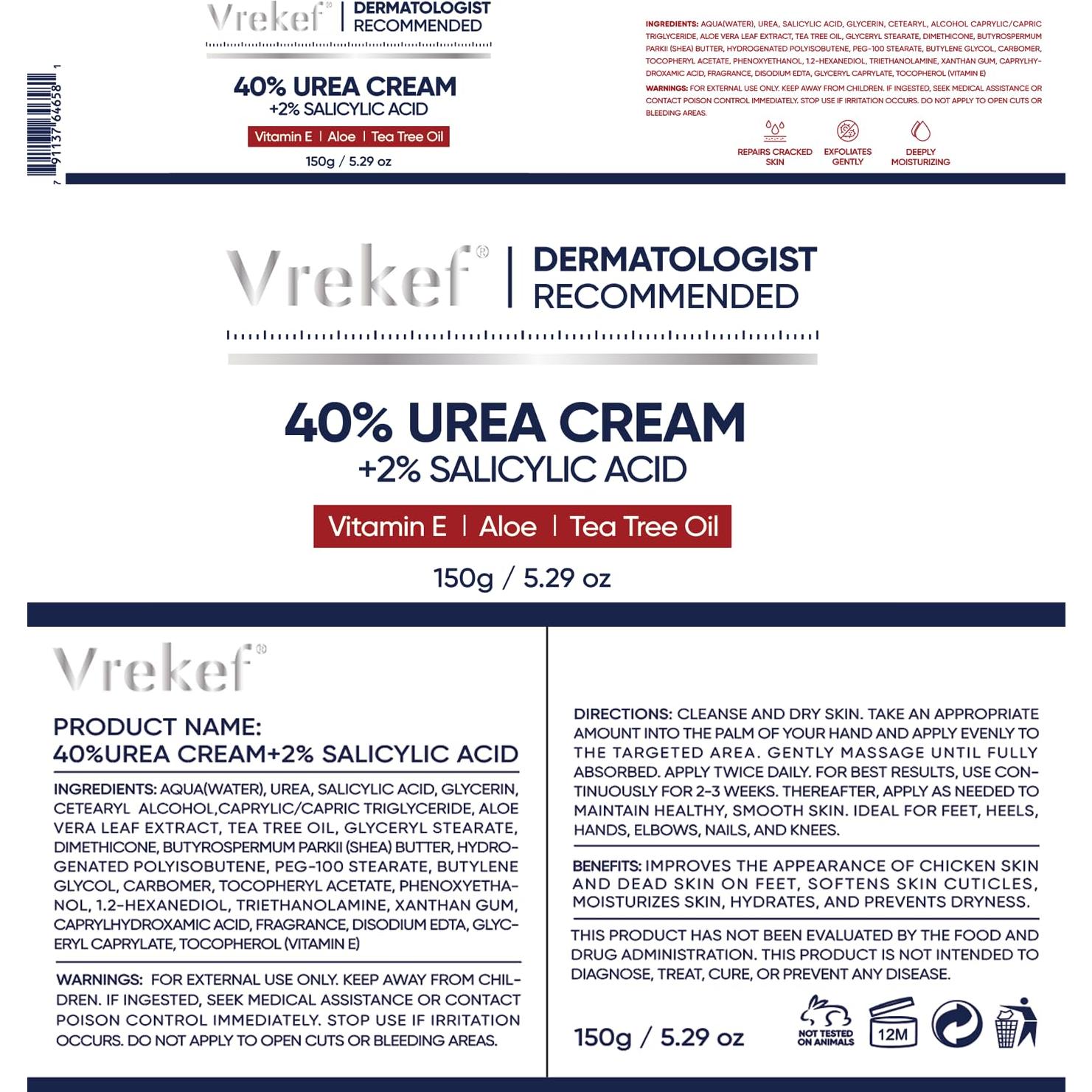 Crema de Urea 40% VREKEF para Pies y Manos 230g