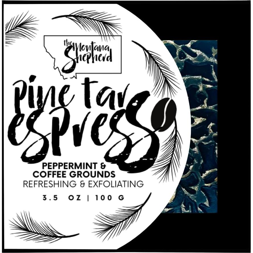Jabón Artesanal de Espresso y Alquitrán de Pino 100 g - Refrescante