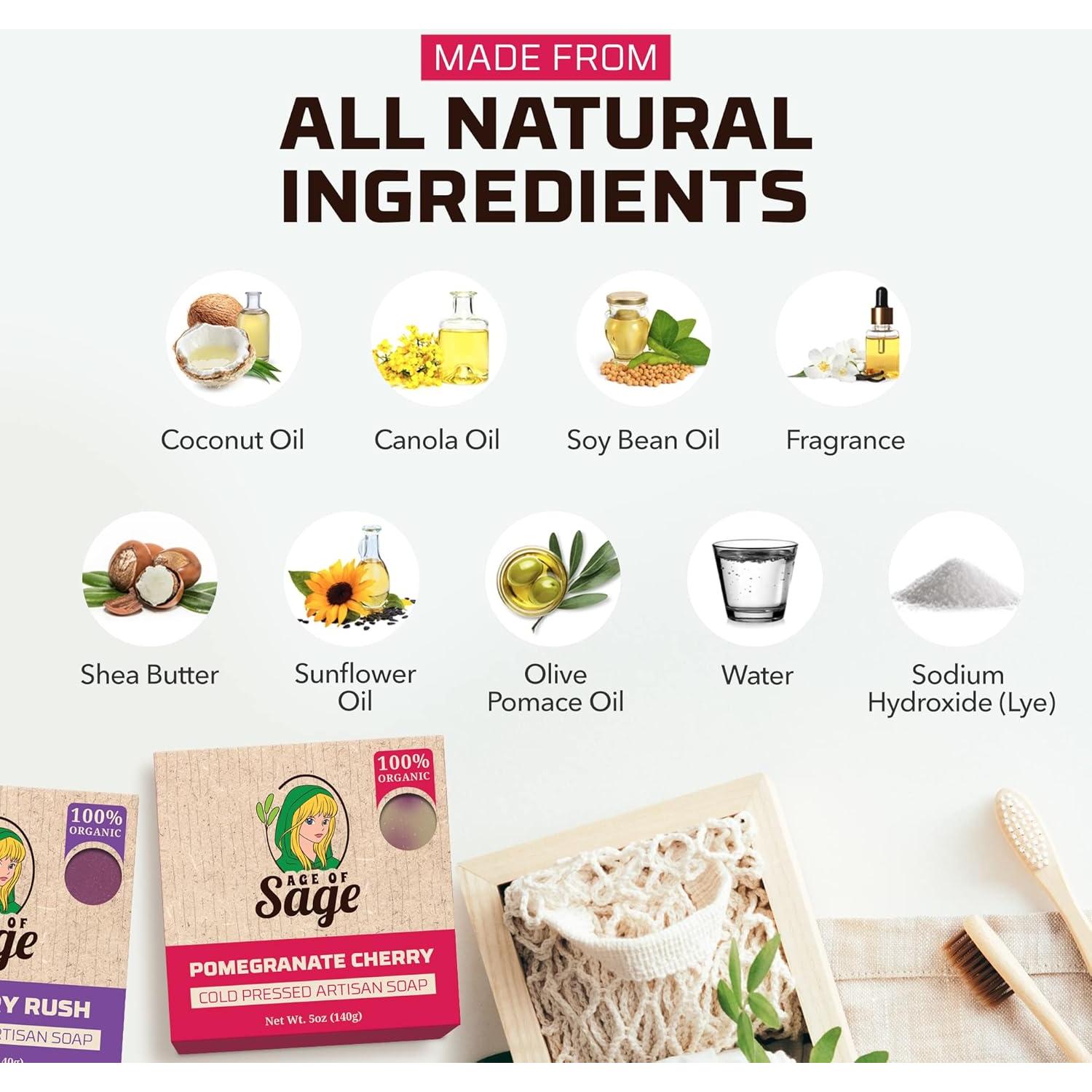 Set de Jabones Naturales Frutales Age of Sage - 4 Unidades