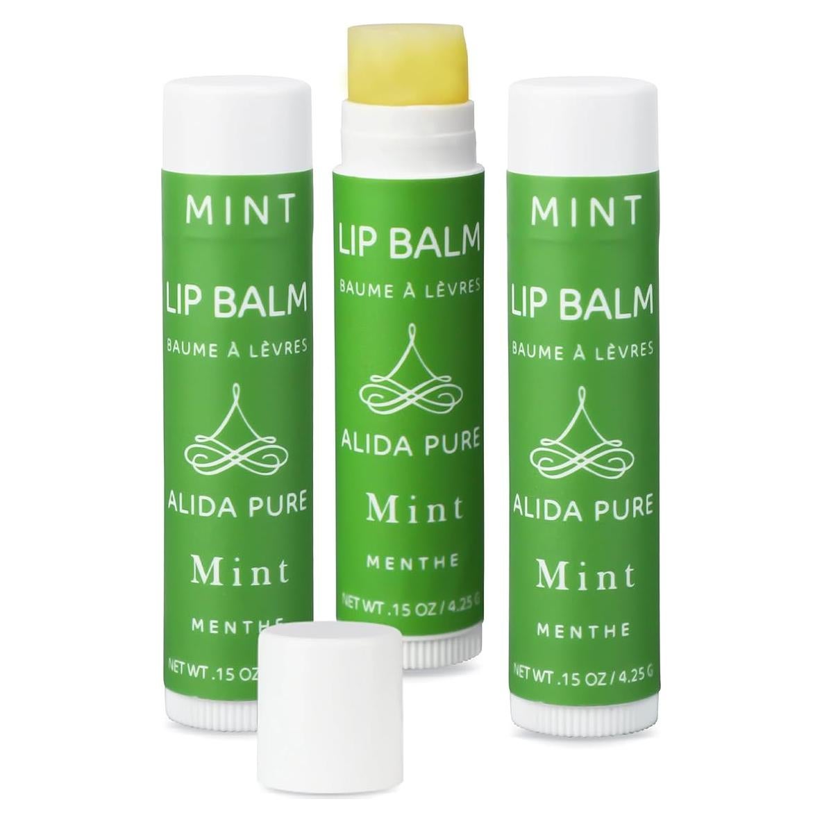 Bálsamo Labial Vegano Menta ALIDA PURE Set de 3 Tubos