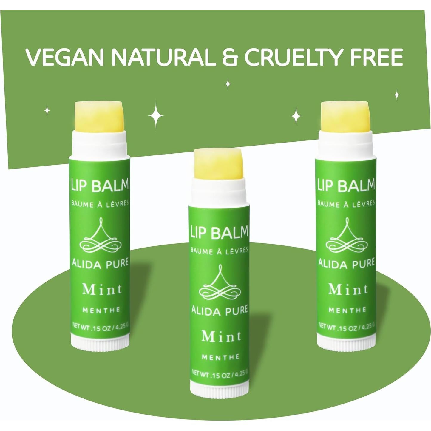 Bálsamo Labial Vegano Menta ALIDA PURE Set de 3 Tubos