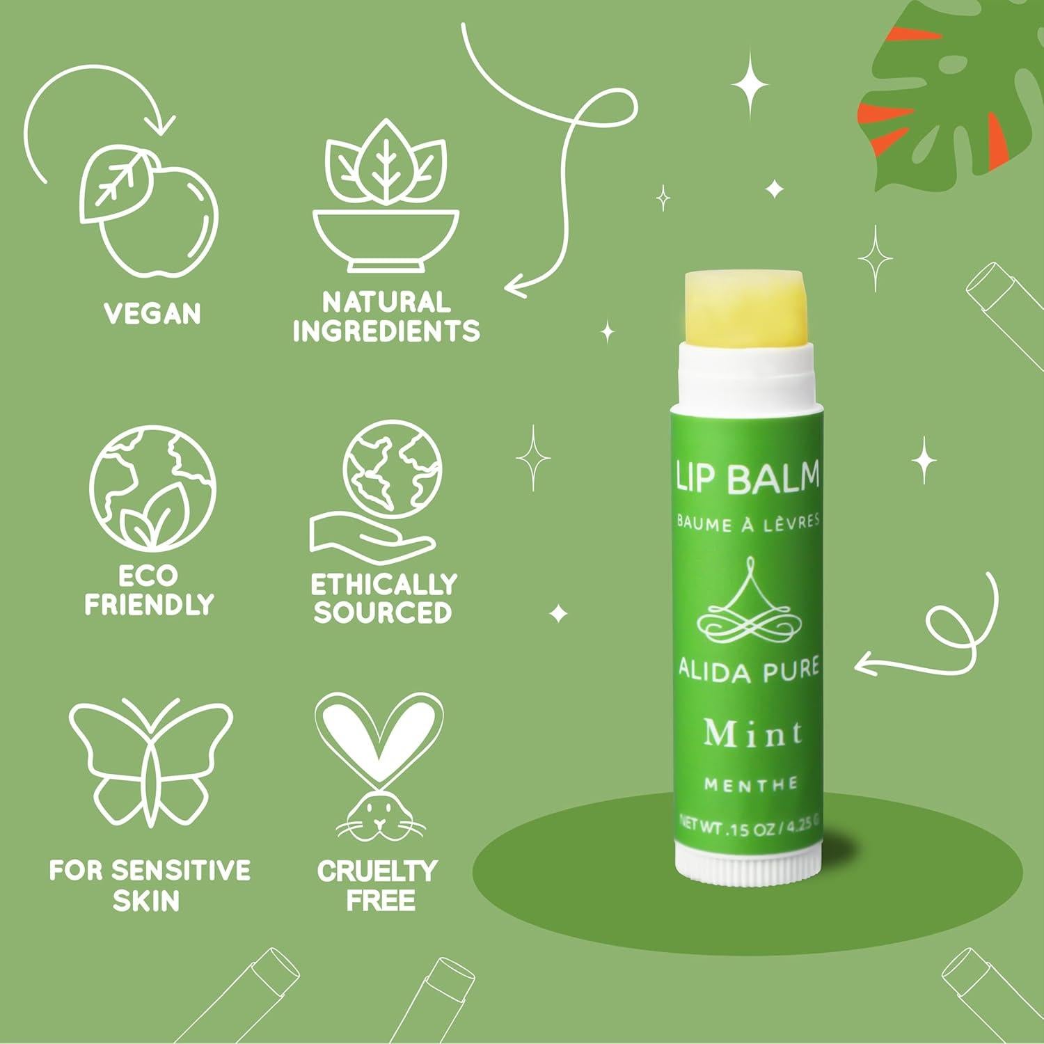 Bálsamo Labial Vegano Menta ALIDA PURE Set de 3 Tubos