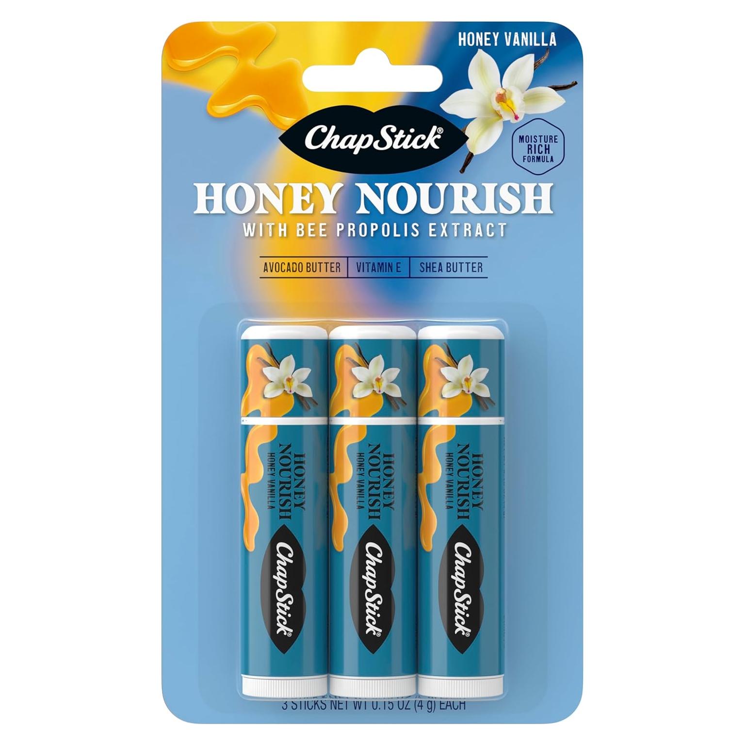 Bálsamo Labial ChapStick Miel Nutritivo 3 Tubos 12.7g