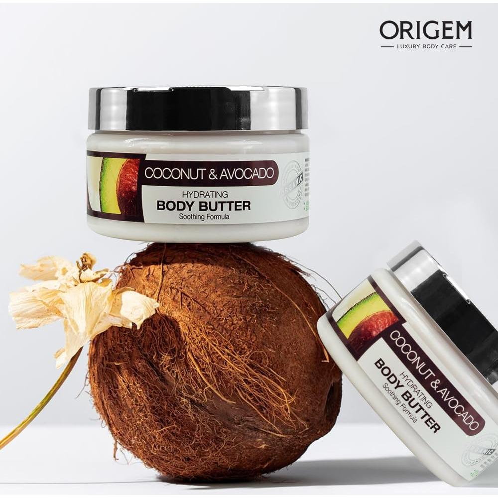 Manteca Corporal ORIGEM 226.8 g - Hidratante No Graso con Aceite de Coco y Aguacate