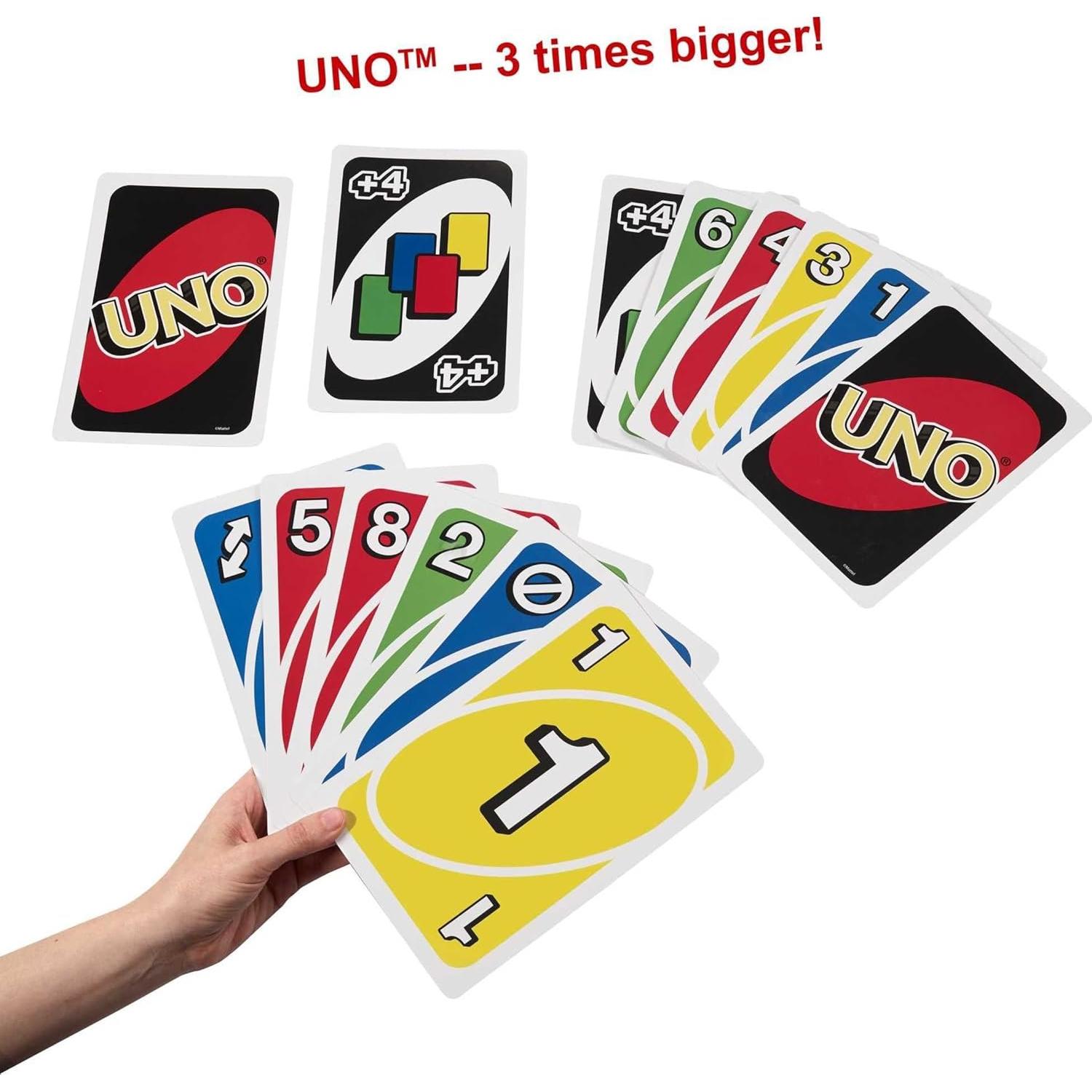 Juego de Cartas UNO Gigante Mattel para 2 a 10 Jugadores
