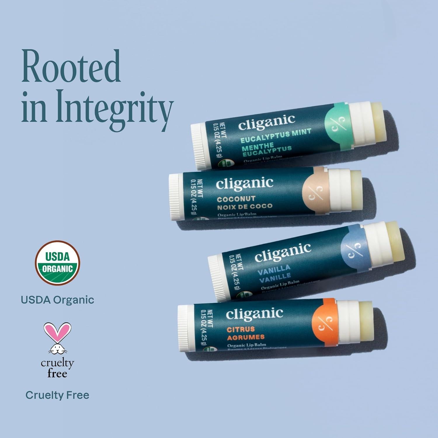 Bálsamo Labial Orgánico Cliganic - 4 Sabores Naturales