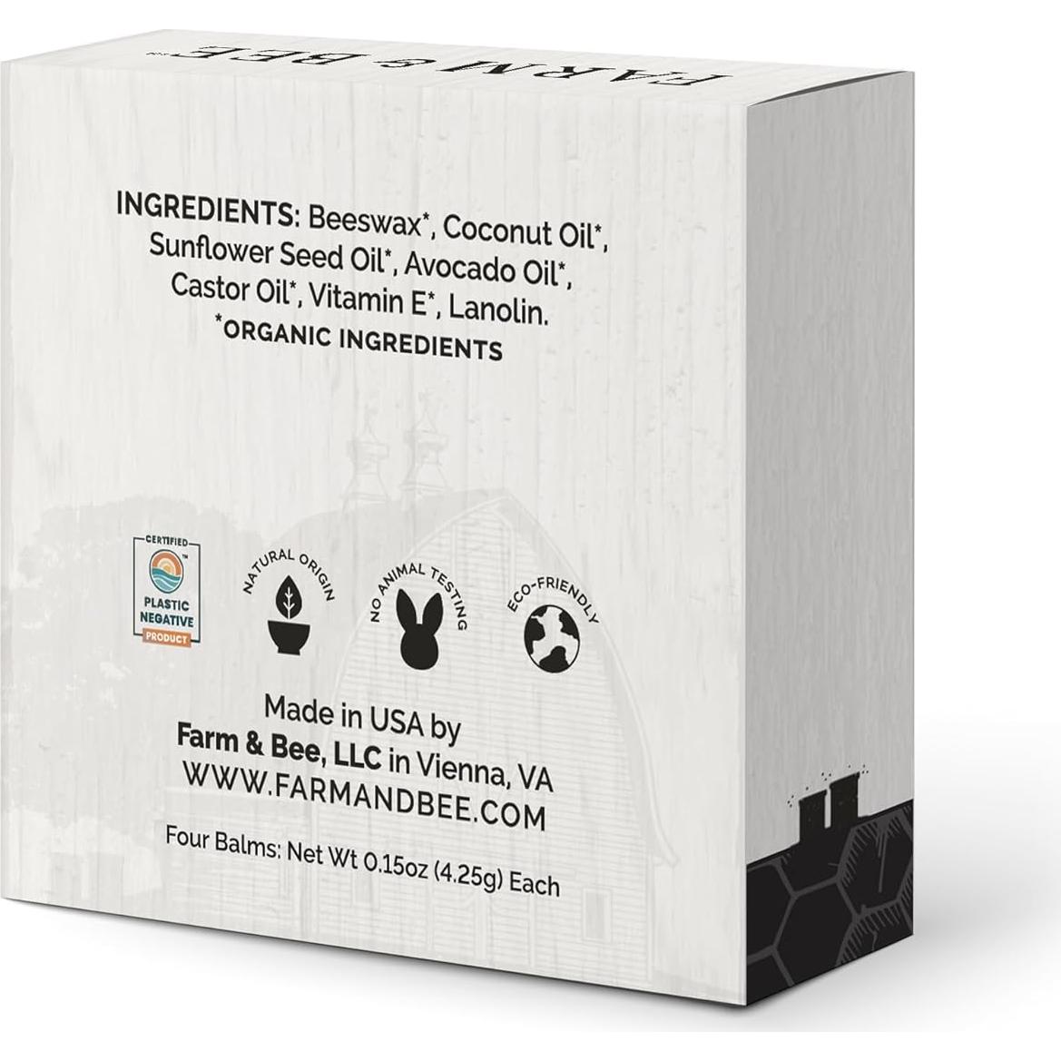 Bálsamo Labial Natural Farm & Bee - Cera de Abeja 4x4.25g