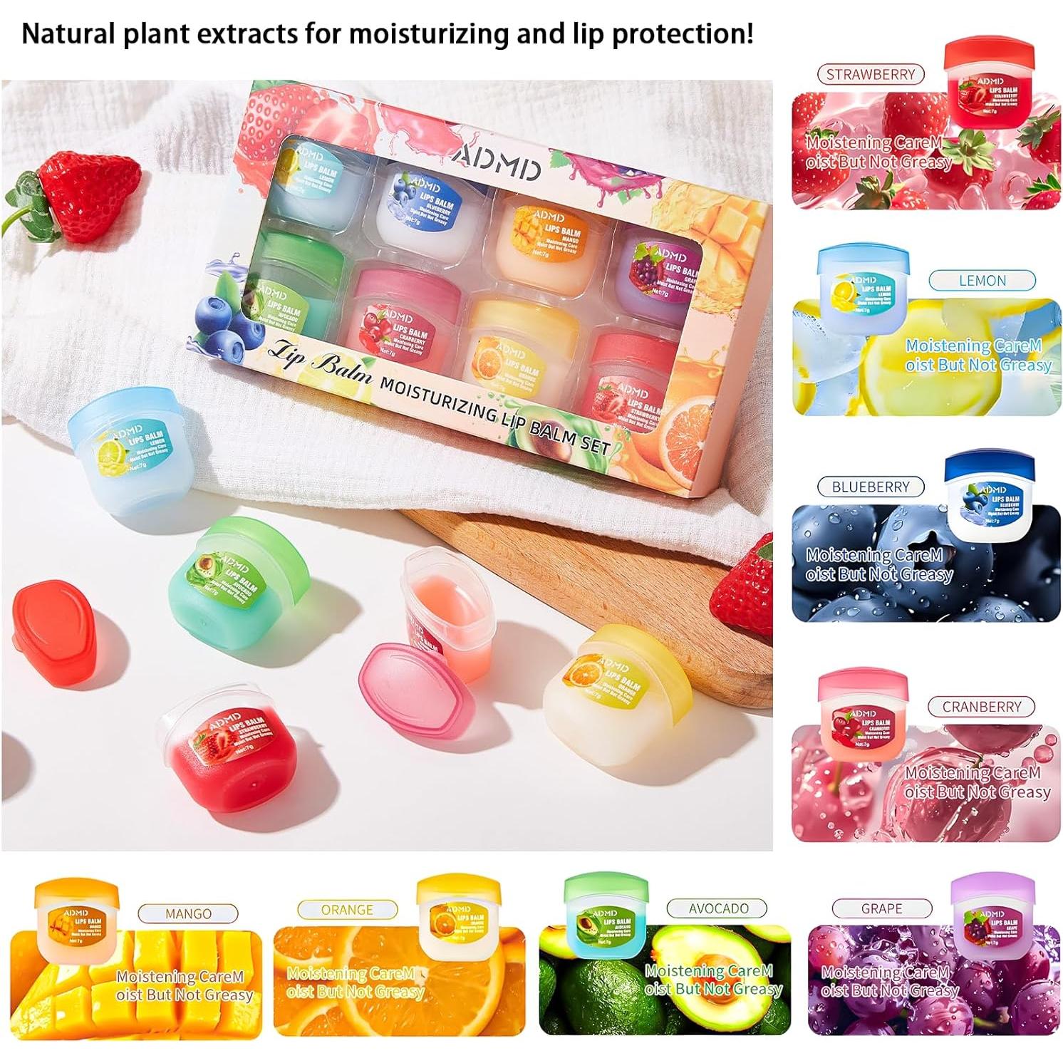 Set de bálsamo labial hidratante 8 sabores Shantou 100g