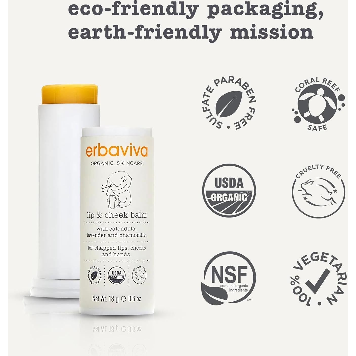 Bálsamo Orgánico Erbaviva para Labios y Mejillas - Hidratante