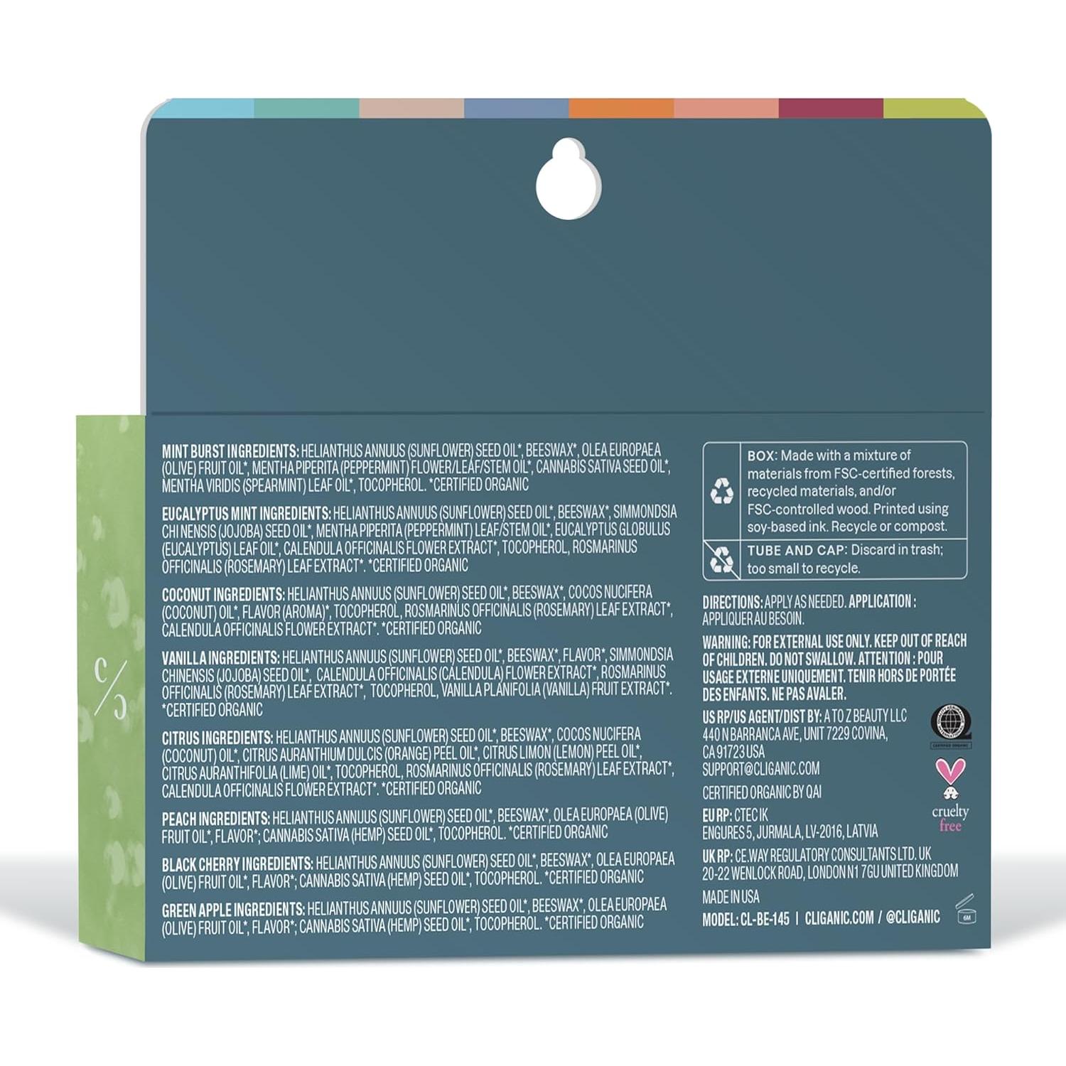 Bálsamos Labiales Orgánicos Cliganic - 8 Sabores Naturales