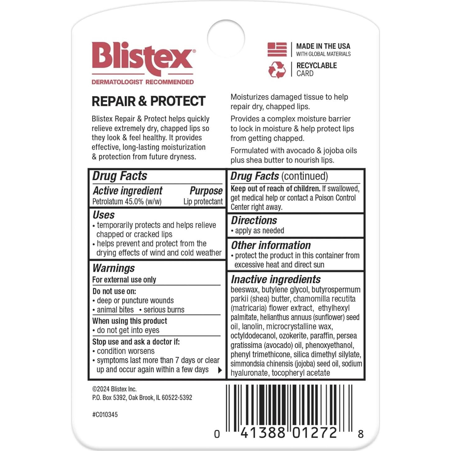 Bálsamo Labial Blistex Reparar y Proteger 17.86g