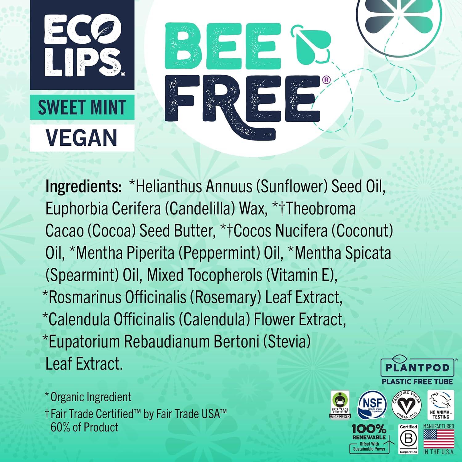 Bálsamo Labial Vegano Eco Lips Menta Dulce Paquete de 3