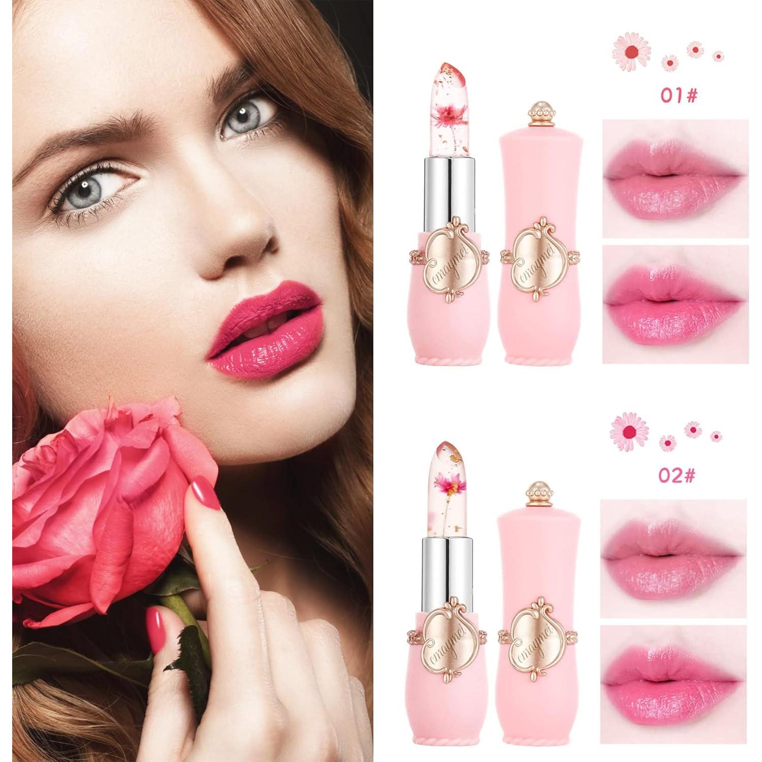 Set de 2 Labiales de Gel LZYLLS con Flor, Cambia de Color