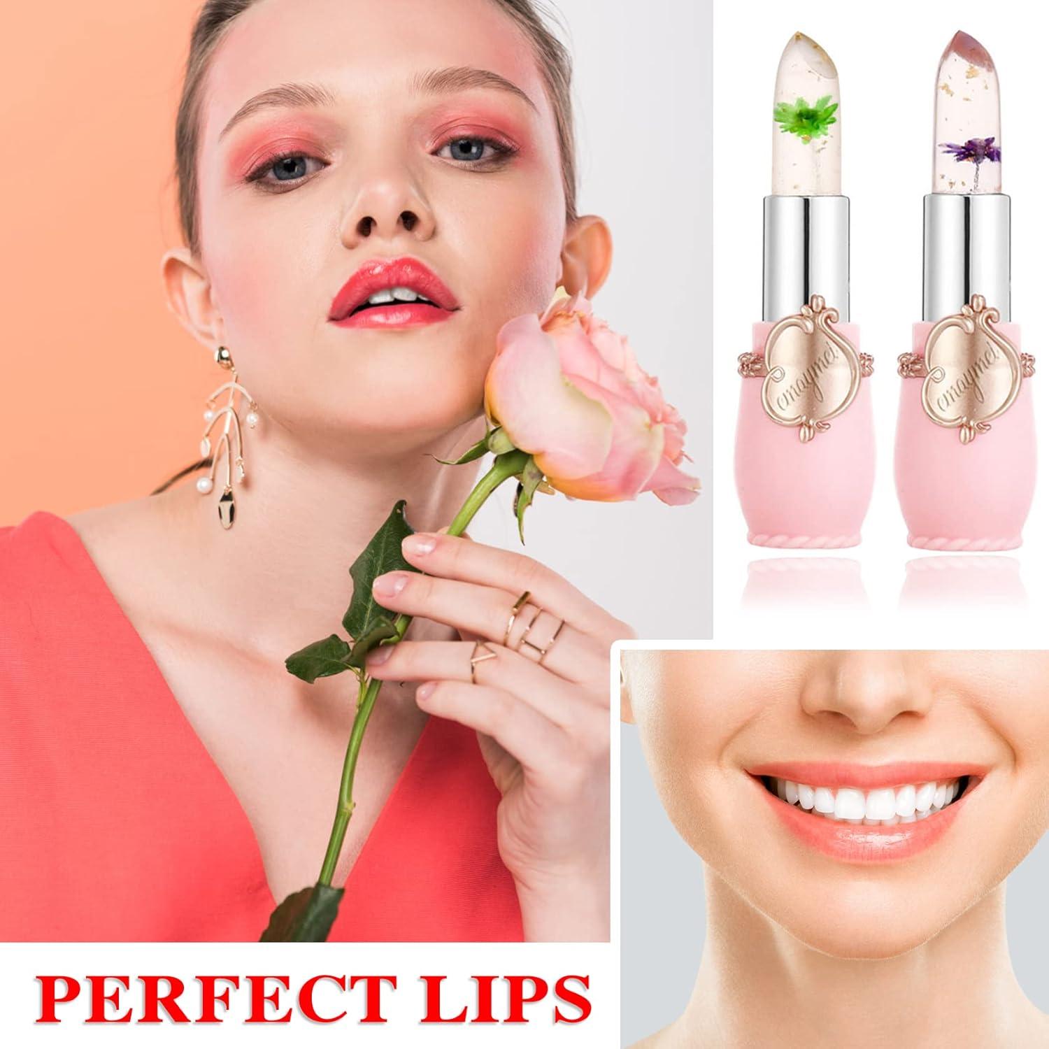 Set de 2 Labiales de Gel LZYLLS con Flor, Cambia de Color