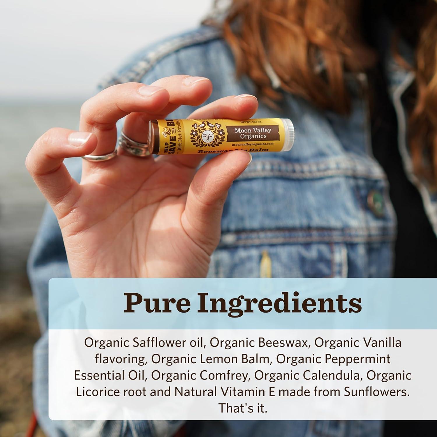 Bálsamo Labial Orgánico Moon Valley Menta Fría Vainilla 4 Unidades