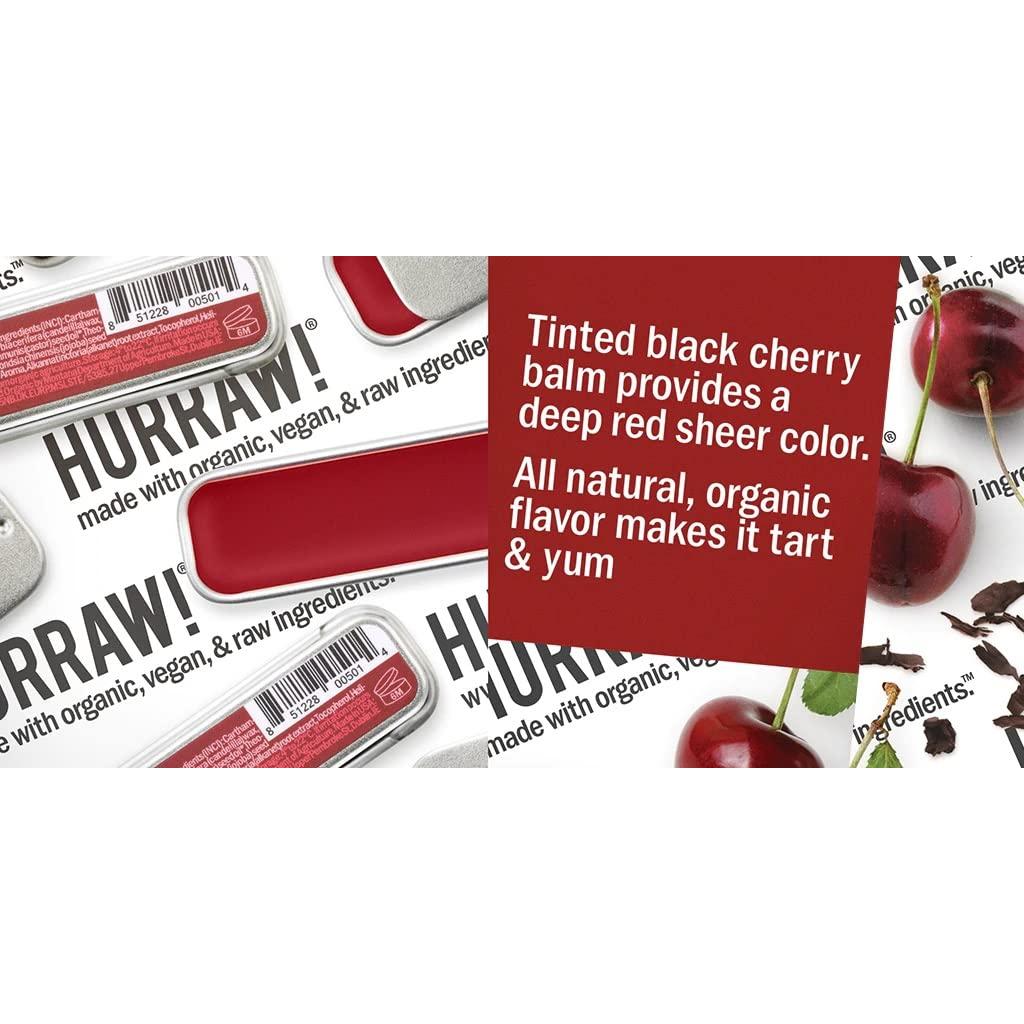 Bálsamo Labial Hurraw! Tinte Cereza Negra - Paquete de 3