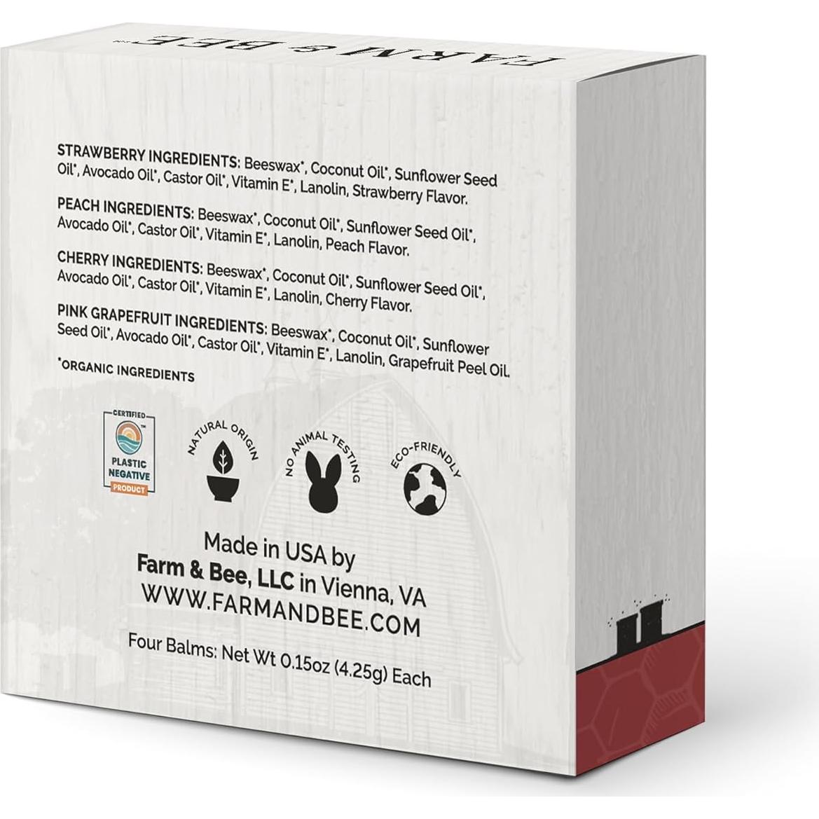 Bálsamo Labial Natural Farm & Bee - Hidratante Orgánico 4 Sabores