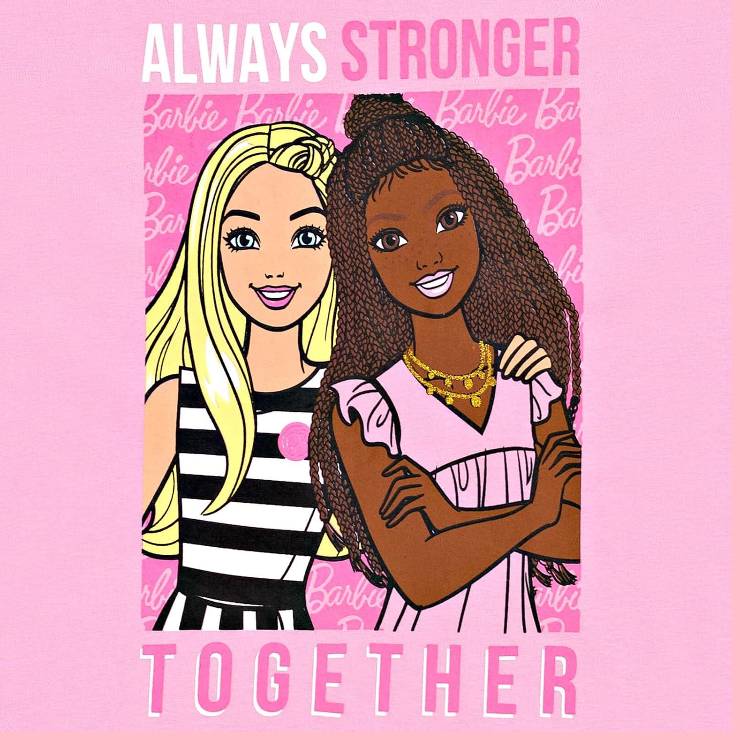 Conjunto camiseta y pantalones cortos Barbie 2T rosa/negro