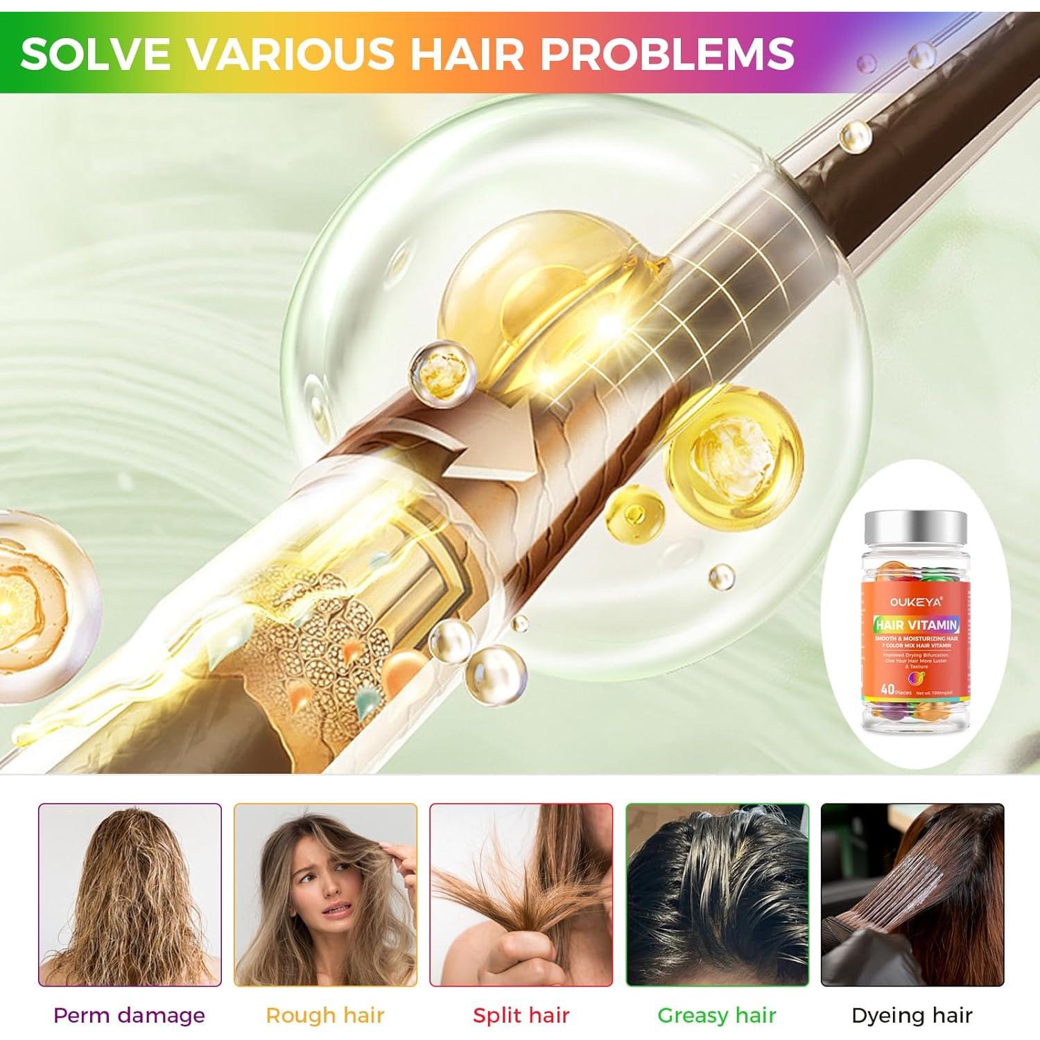 OUKEYA Suero Tratamiento Cabello Frizado 7 Colores Vitaminas