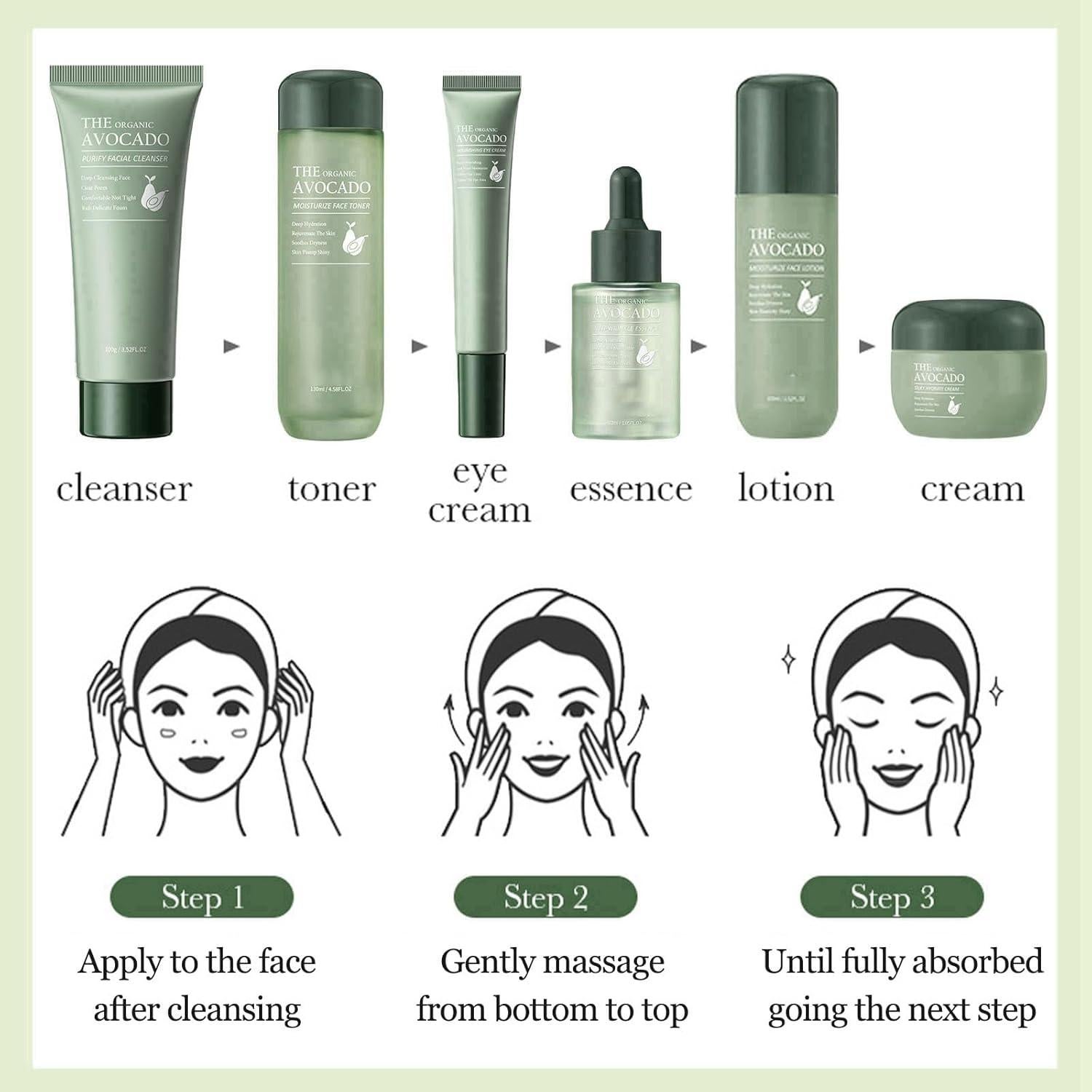 Set de Cuidado Facial Hidratante Aguacate LAIKME 6 Piezas