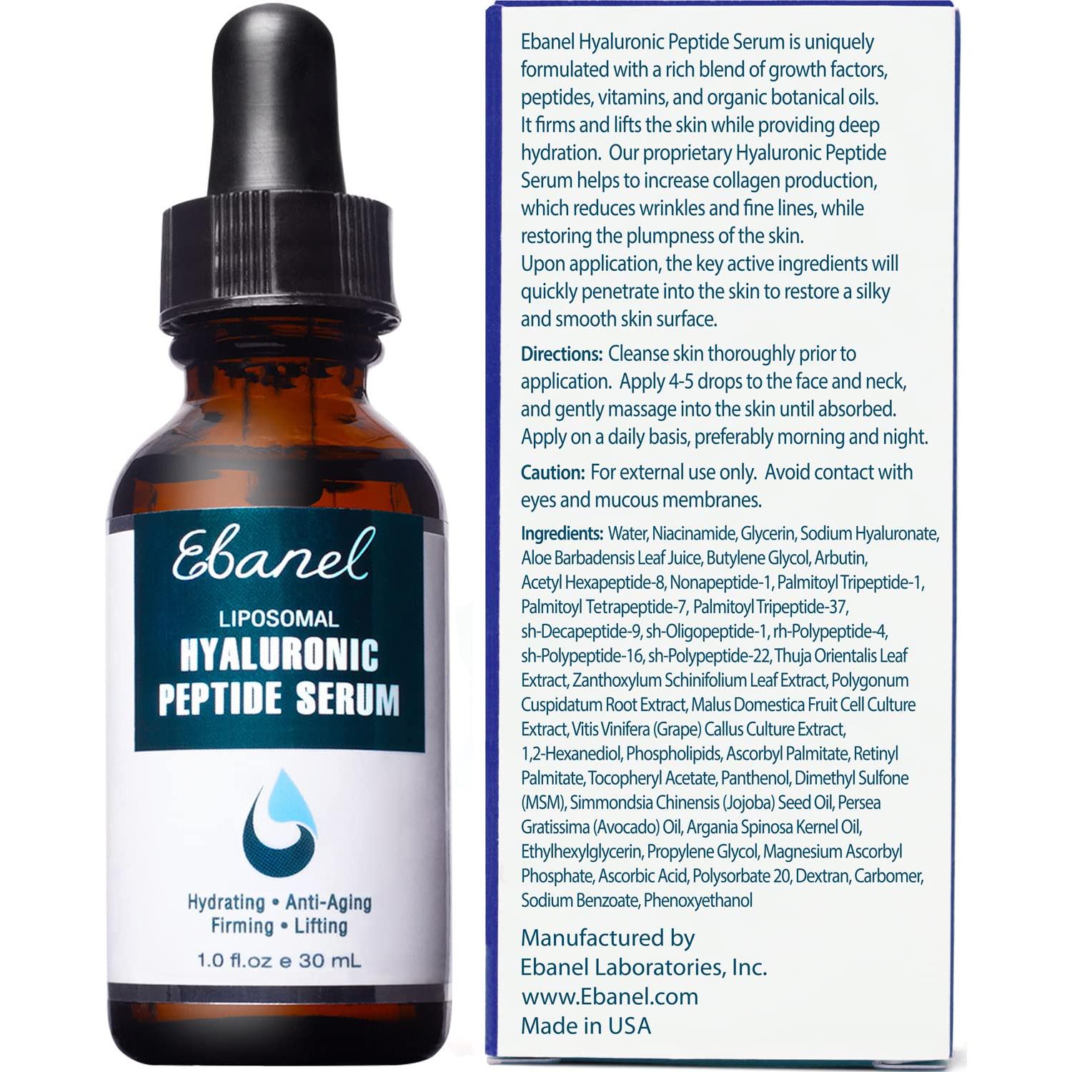 Suero de Ácido Hialurónico Ebanel 30ml con Péptidos y Vitamina C