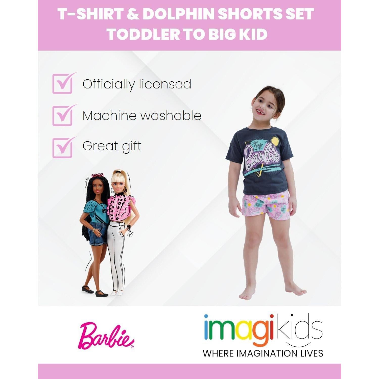 Conjunto camiseta y shorts Barbie para niñas 6 años rosa