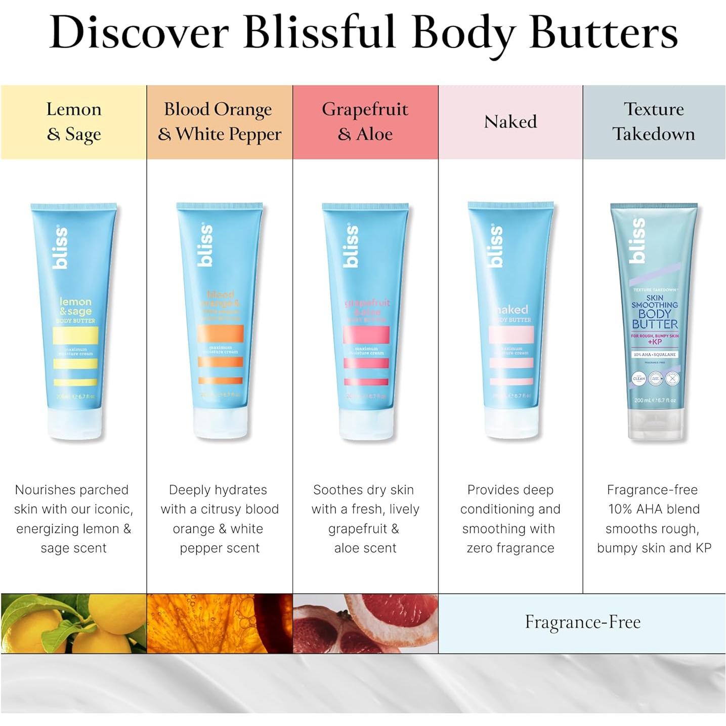 Dúo de Mantecas Corporales Bliss - Pomelo y Aloe + Cítricos y Salvia - Hidratación Máxima 200 ml