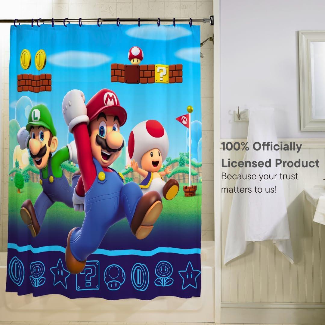 Juego de Cortina de Ducha Super Mario 72x72 cm 13 Piezas