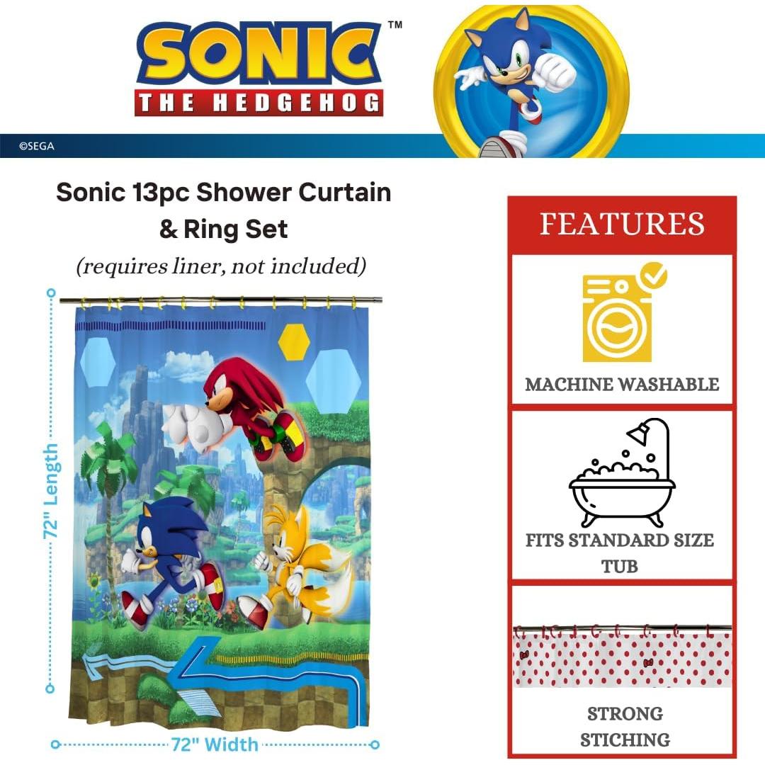 Juego de Cortina de Ducha Sonic Franco 13 Piezas 72x72 cm