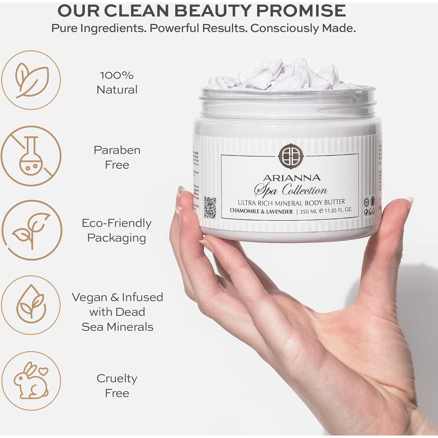 Manteca Corporal Mineral Vegana Arianna 311g Manzanilla y Lavanda