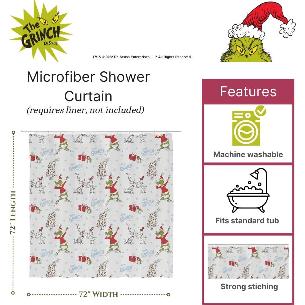Cortina de Ducha Franco Grinch 182x182 cm Microfibra