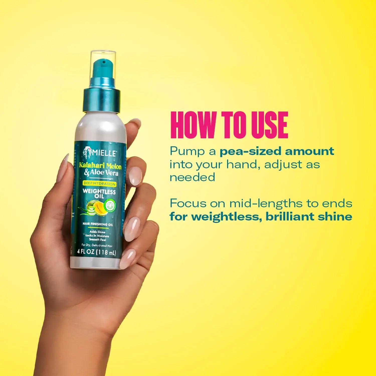 Aceite Capilar Ligero Mielle 118 ml - Hidratante Melón Kalahari y Aloe Vera