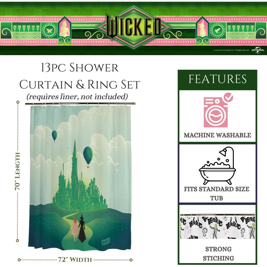 Juego de Cortina de Ducha Franco Wicked 13 Piezas 177x183 cm