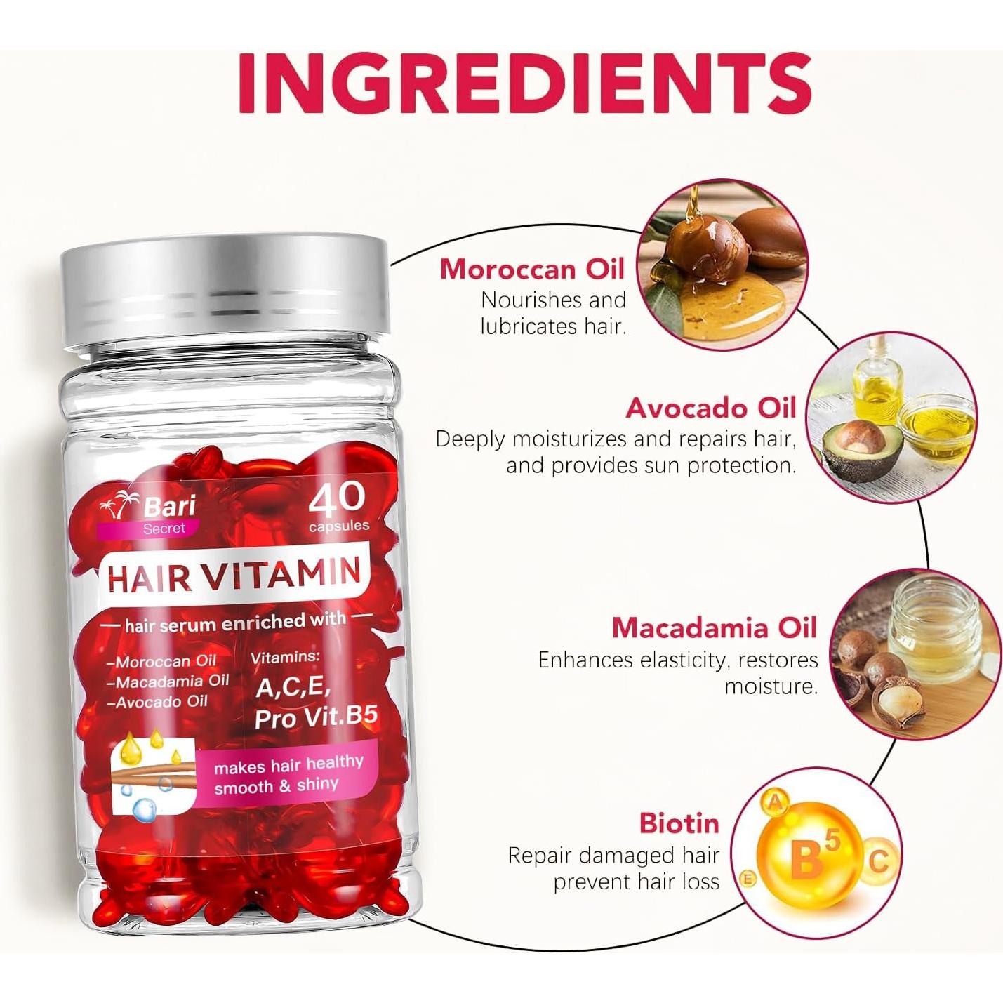 Cápsulas de Aceite para el Cabello Bari - 40 Unidades - Sin Enjuague