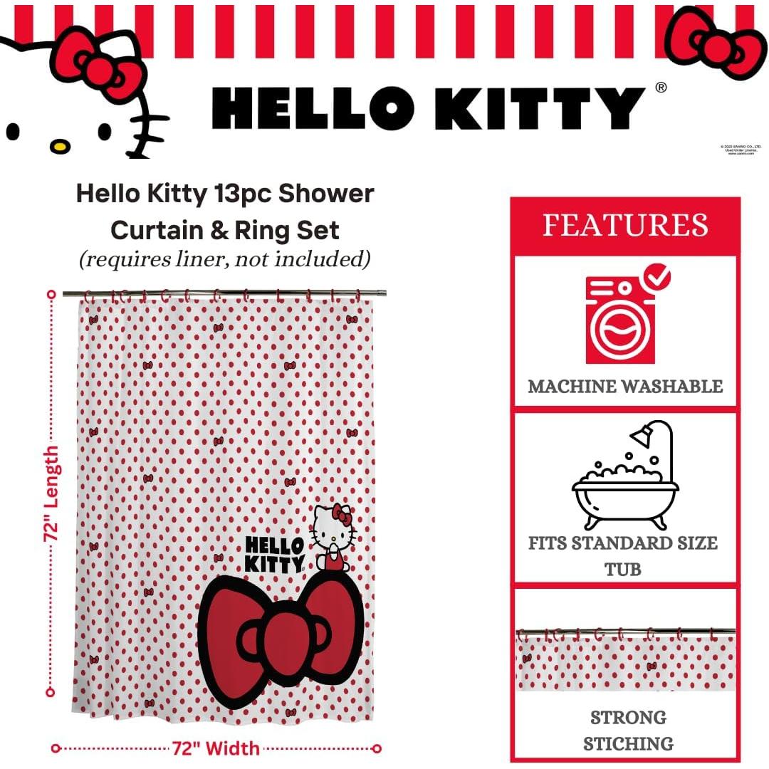 Juego de Cortina de Ducha Hello Kitty Franco 13 Piezas