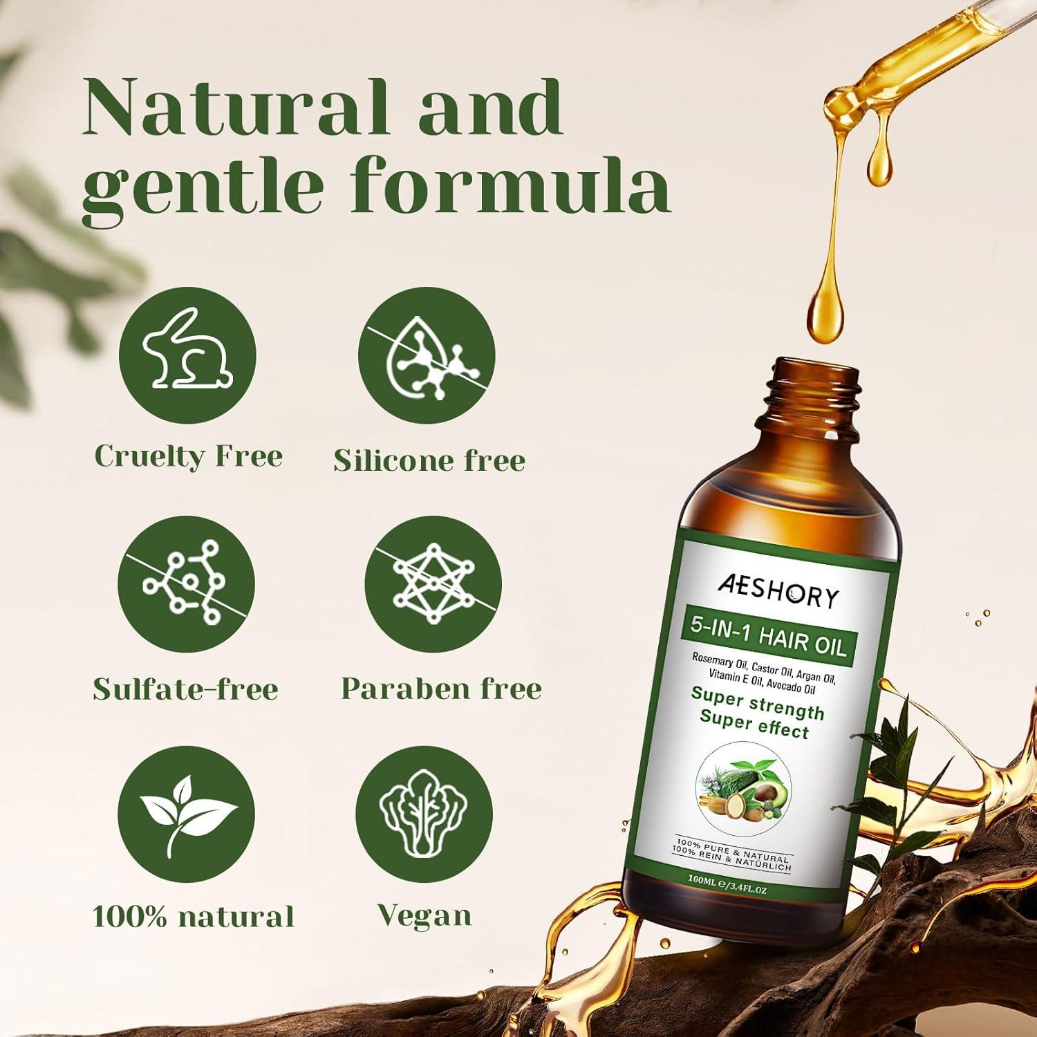 Aceite para el cabello Aeshory 5 en 1 con romero y argán 100 ml