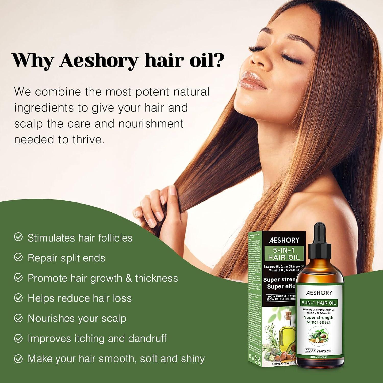 Aceite para el cabello Aeshory 5 en 1 con romero y argán 100 ml