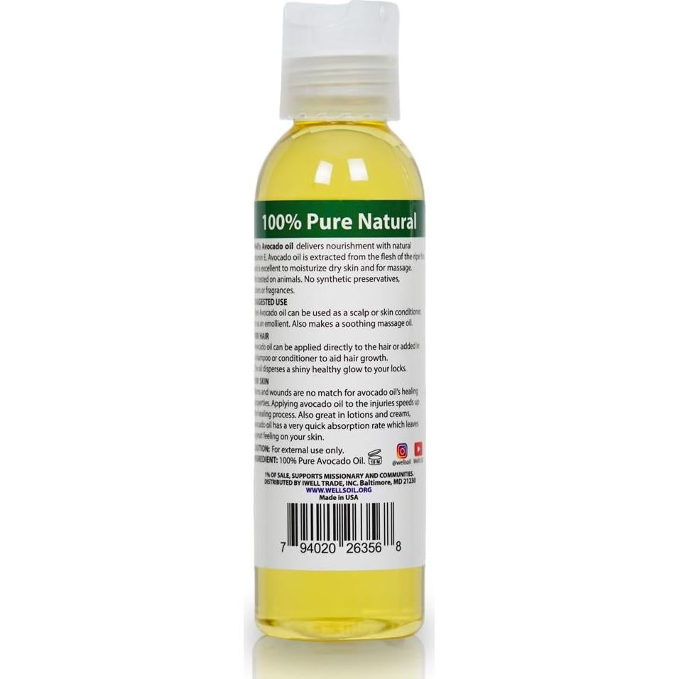 Aceite de Aguacate Well's 118ml Natural para Cabello y Piel